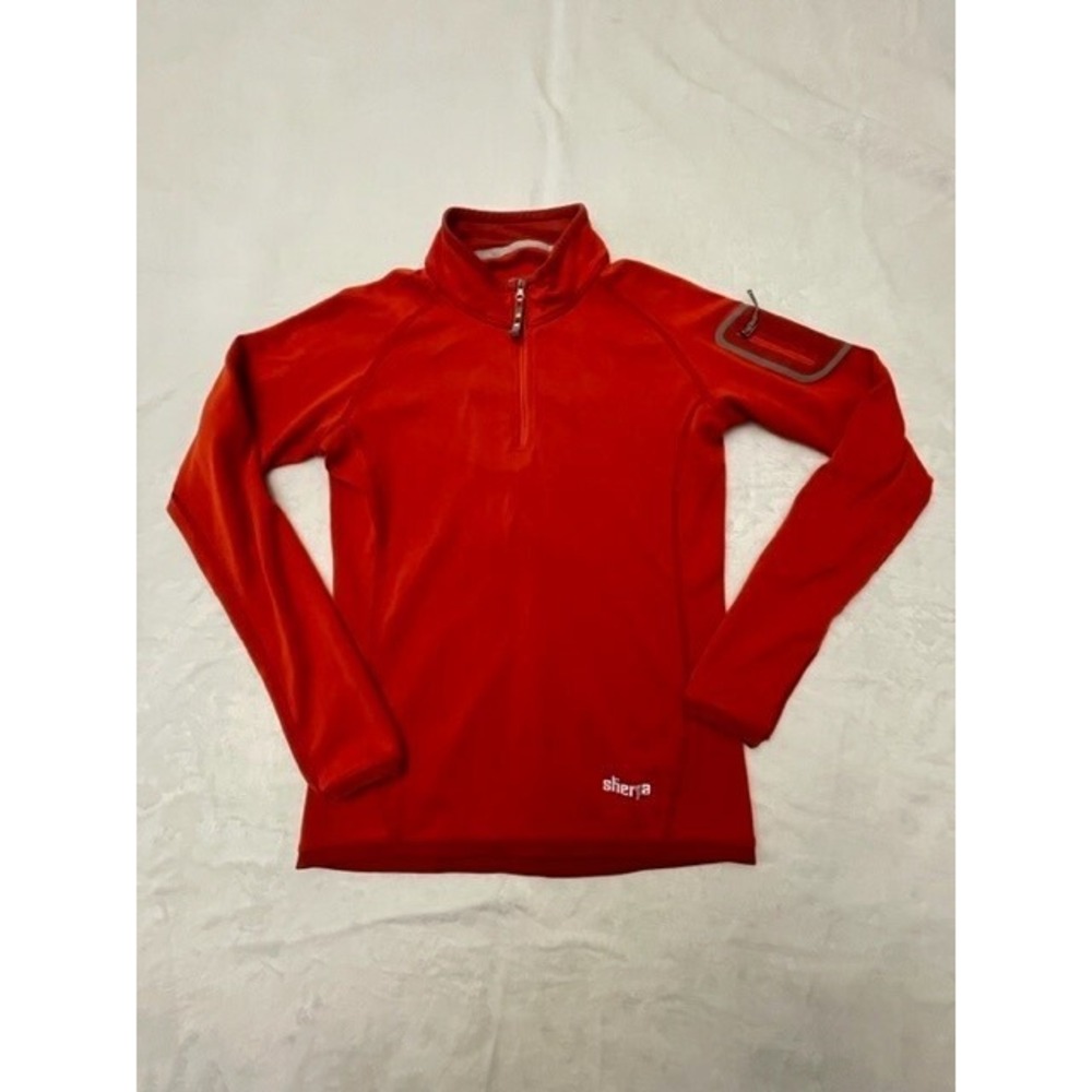 Sherpa Adventure Gear 1/4 Zip Pullover Sleeve Pocket Sweater Orange Womens M